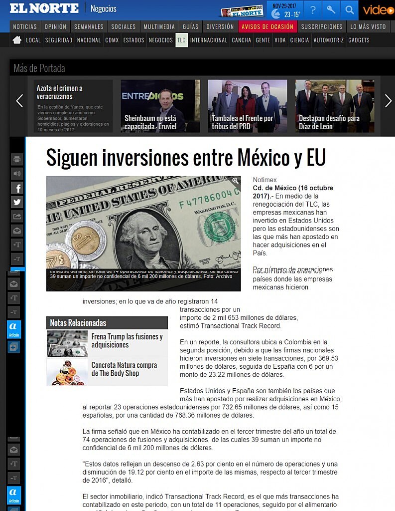 Siguen inversiones entre Mxico y EU
